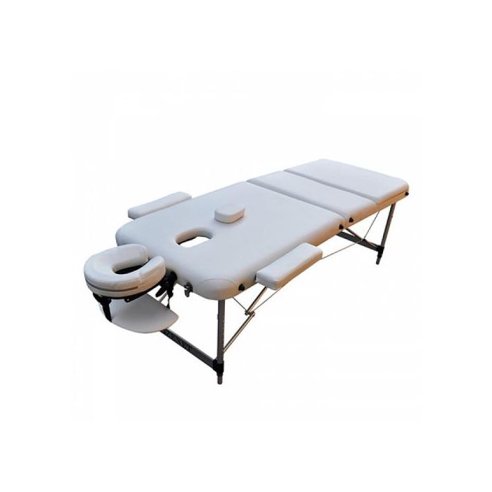 Масажна кушетка Zenet 1049 размер М, трисекторна, алуминиева, преносима с чанта, бяла