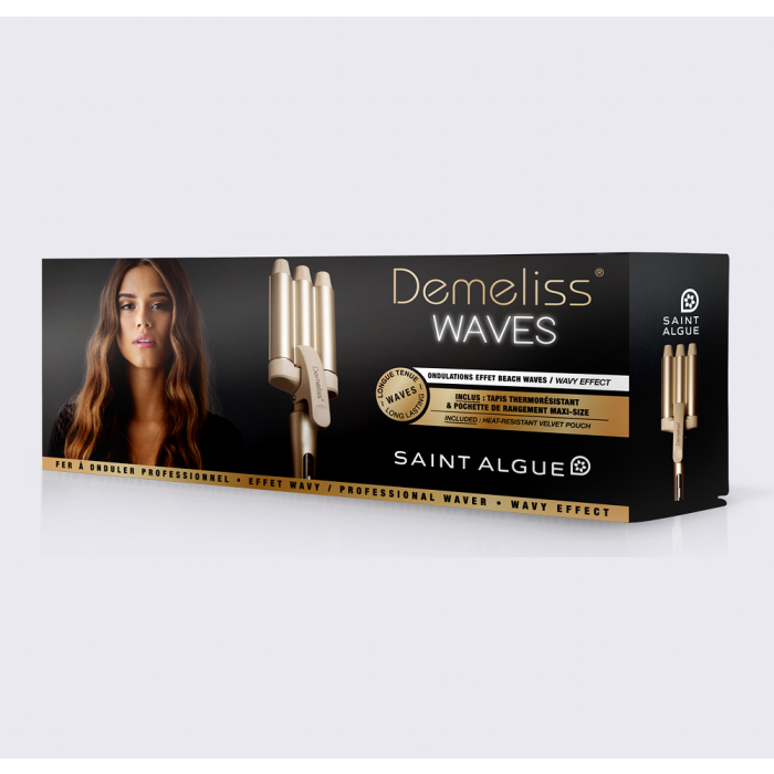 Retro press Demeliss Waves, tourmaline-ceramic coating, LCD screen, 10 temperature levels