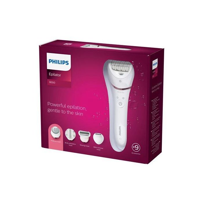PHILIPS Epilator series 8000 wet&dry legs and body 9 attachments - BRE740/10