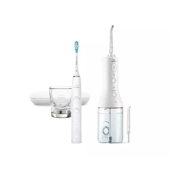 PHILIPS Electric toothbrush Diamond Clean 9000 + Airfloss white - HX3866/41