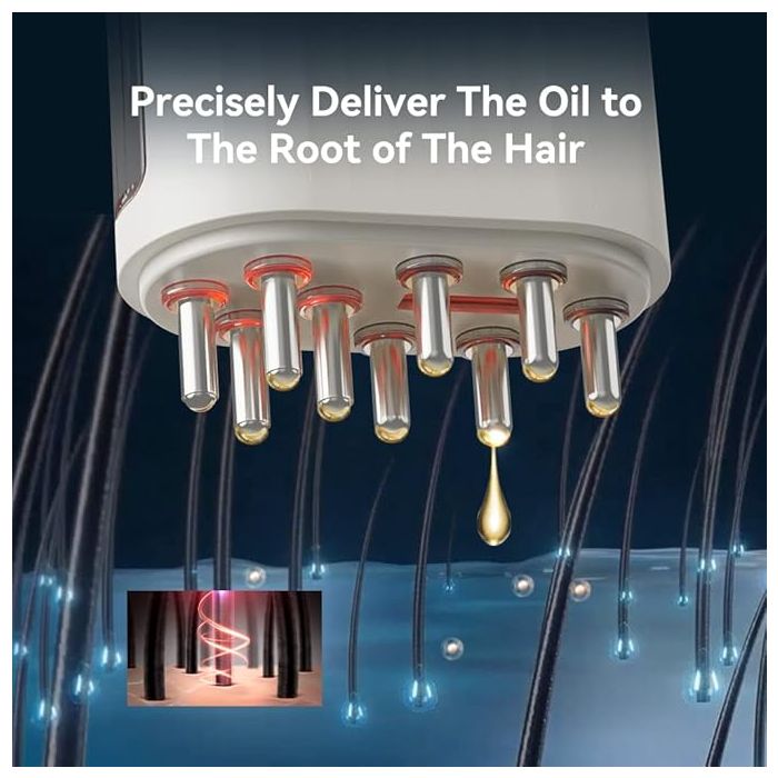 Electric Scalp Massager & Hair Growth Brush 2-in-1 with Microcurrent, Red Light & Oil Applicator