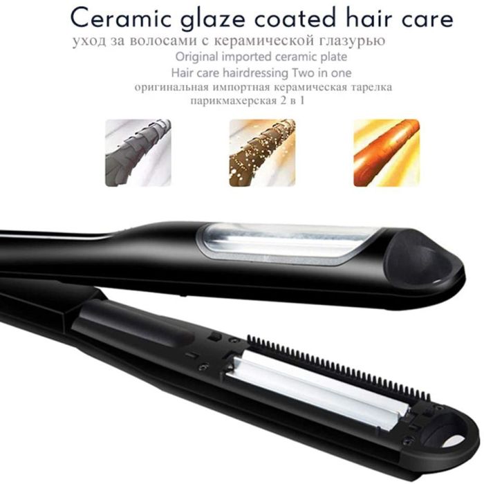 Automatic crimping hair iron for volume and waffles, with tourmaline-ceramic plates, 65 W