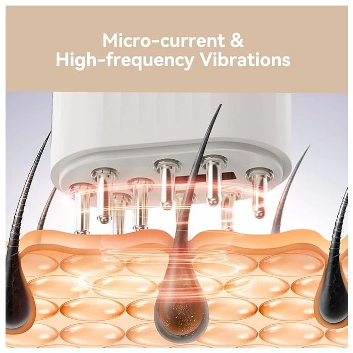 Electric Scalp Massager & Hair Growth Brush 2-in-1 with Microcurrent, Red Light & Oil Applicator