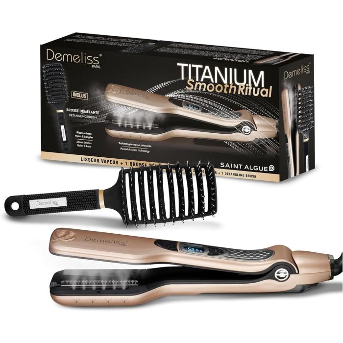 Demeliss Saint Algue Smooth Ritual Titanium Steam Straightener Set