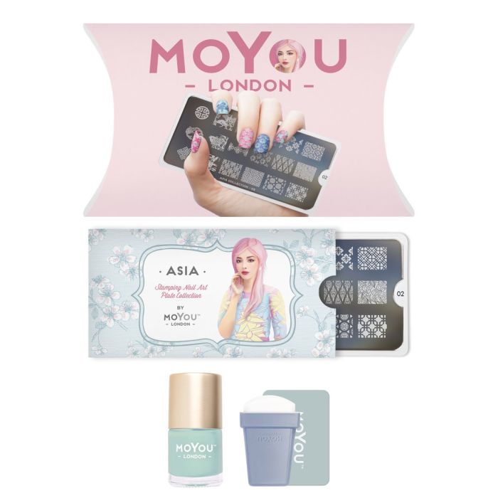 Комплект печати за маникюр Asia-MoYou London + подарък кристален печат Red Fox
