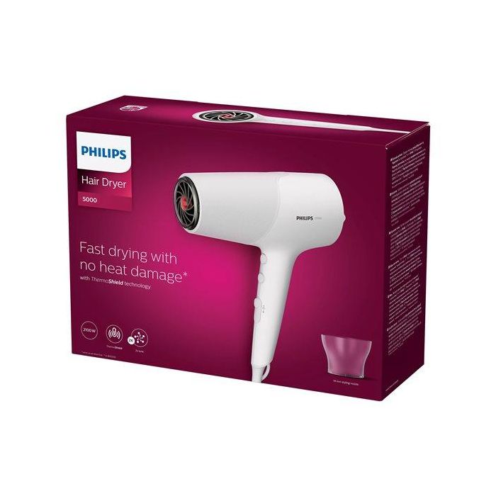 PHILIPS Hair dryer 2100W Series 5000 ThermoShield technology 5 heat and speed  - BHD500/00