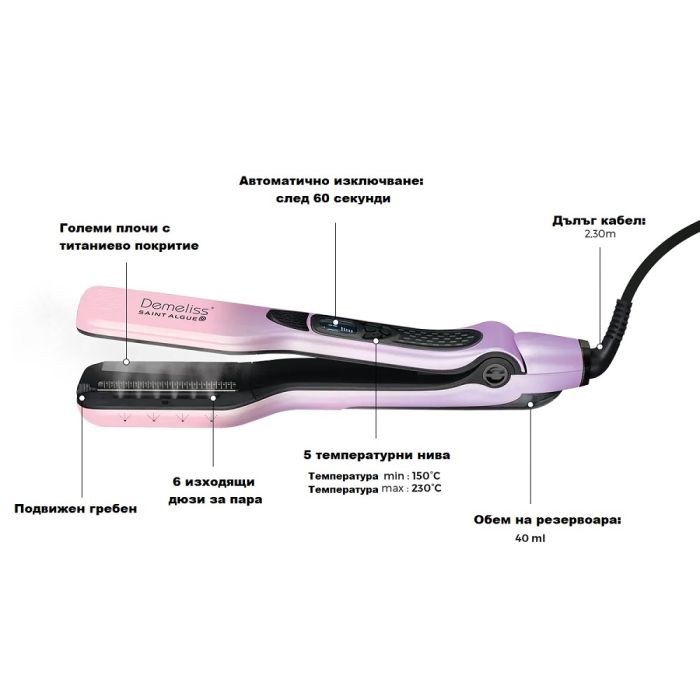 Demeliss Titanium Dreams Set - Titanium Steam Press + Two Hair Care Products