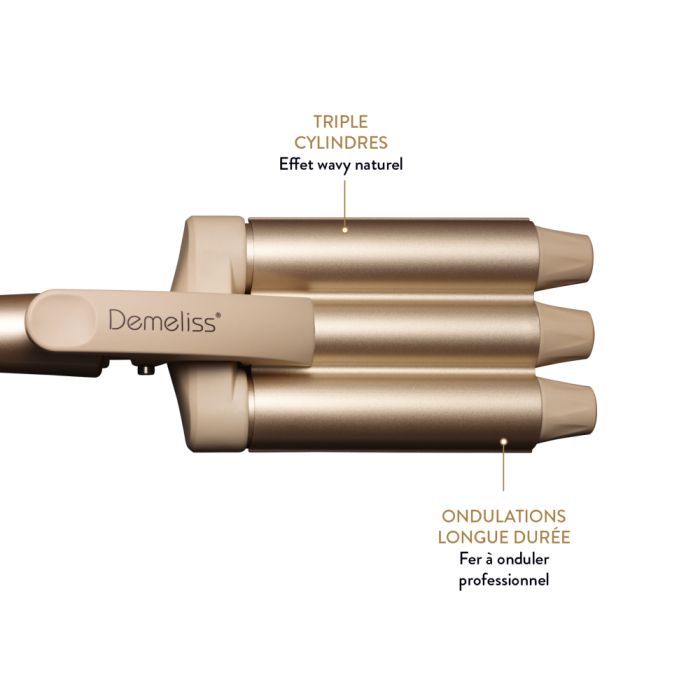 Retro press Demeliss Waves, tourmaline-ceramic coating, LCD screen, 10 temperature levels