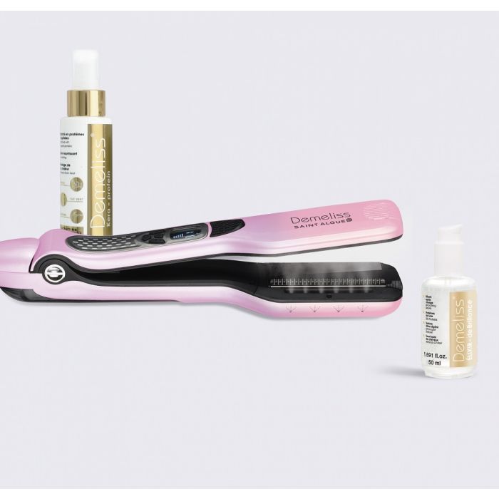 Demeliss Titanium Dreams Set - Titanium Steam Press + Two Hair Care Products