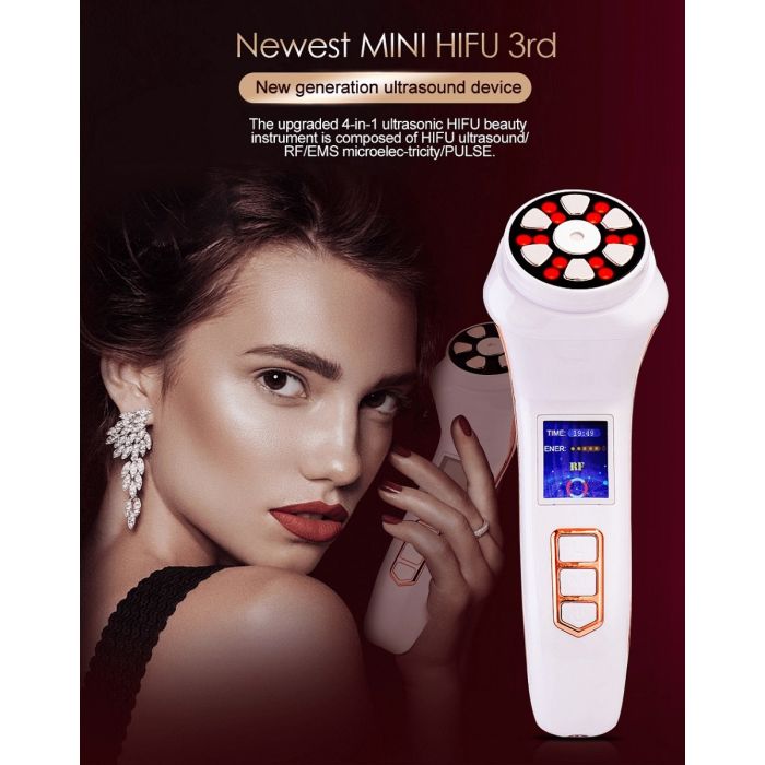 Mini Hifu / Мини ХАЙФУ 4 в 1 с дисплей - за дълбок лифтинг с RF, LED, EMS и PULSE функция