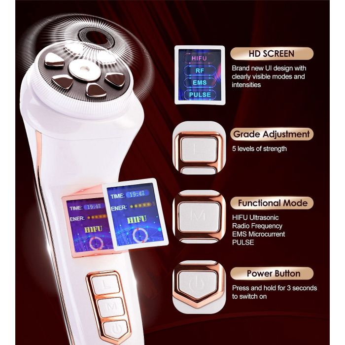 Mini Hifu / Мини ХАЙФУ 4 в 1 с дисплей - за дълбок лифтинг с RF, LED, EMS и PULSE функция