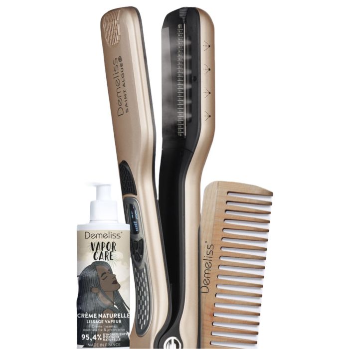 DEMELISS Titanium Natural Care комплект преса + Vapor Care крем за коса