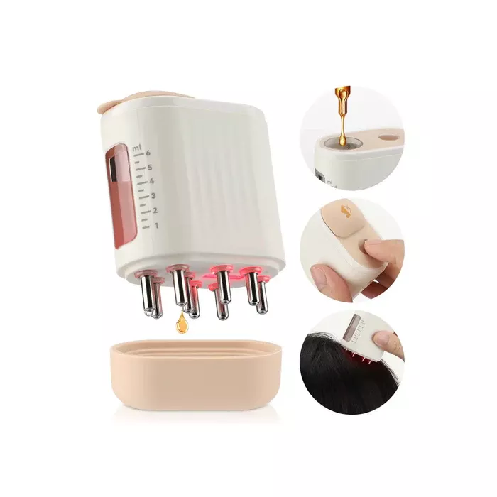 Electric Scalp Massager & Hair Growth Brush 2-in-1 with Microcurrent, Red Light & Oil Applicator