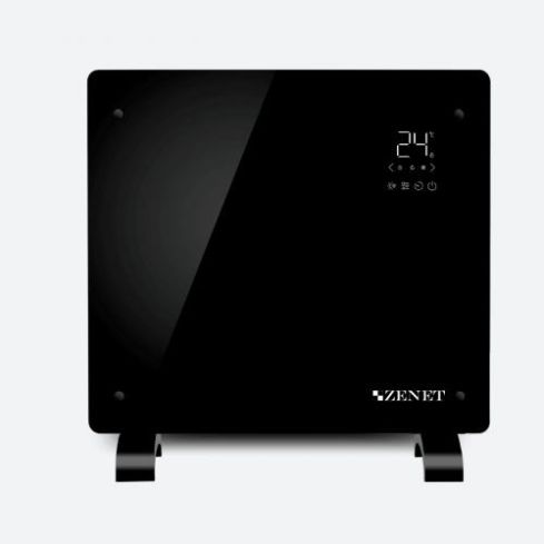 Черен стъклен конвектор Zenet 523, подов и стенен конвектор 1000W