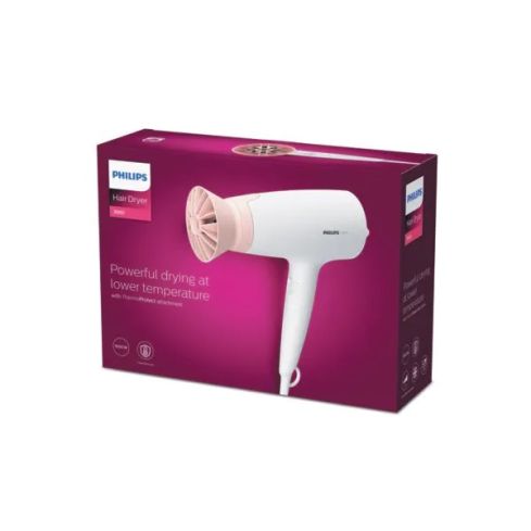 PHILIPS Hair dryer 1600W DC motor ThermoProtect attachment white/pink - BHD300/00