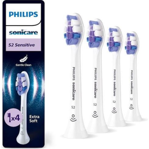 PHILIPS 4pcs toothbrush head Sonicare S2 Sensitive 4pcs white - HX6054/88