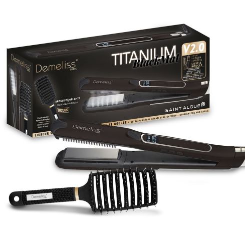 DEMELISS Titanium V2.0 Set Professional Steam Hair Straightener, black mat