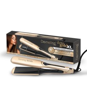 DEMELISS Kera-GOLD XL – Преса за коса с кератин и по-широки плочи